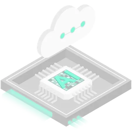 AI Cloud Chip Architecture Processor From An Isometric View Illustration