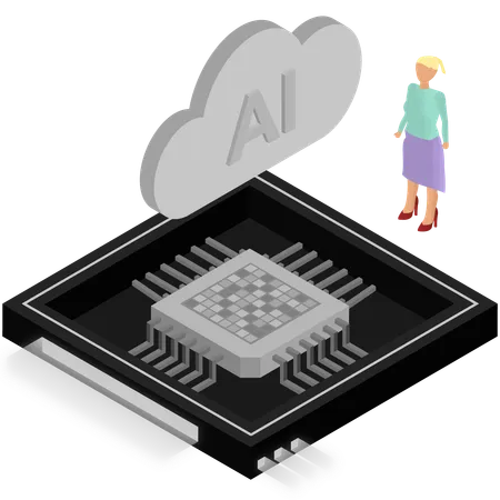 Ai Cloud Processor Chip  Illustration