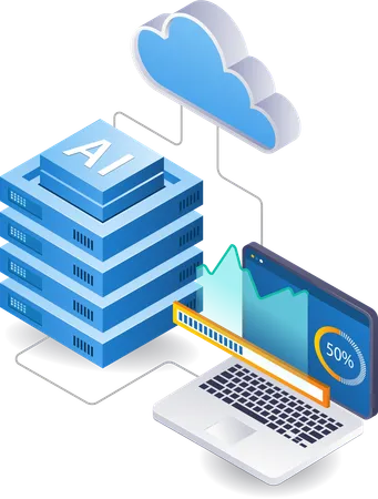 AI cloud server analyst  Illustration