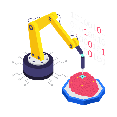 AI Cloud Server with Brain  Illustration