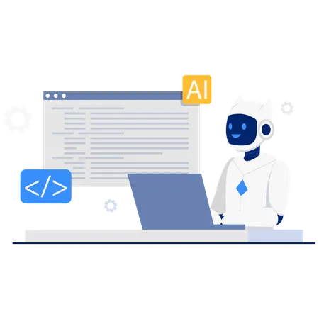 AI Code Writing Assistant  Illustration