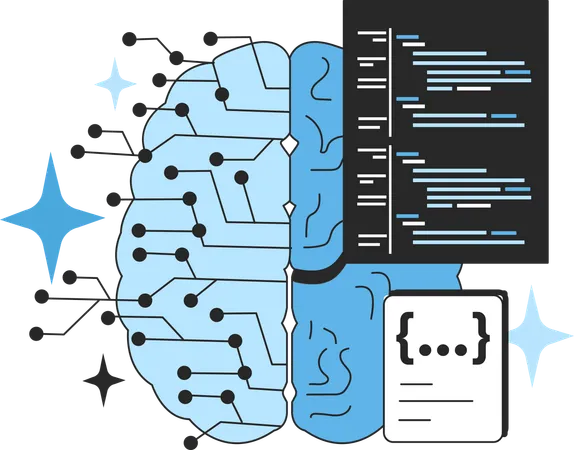 Codificação AI e geração de código  Ilustração