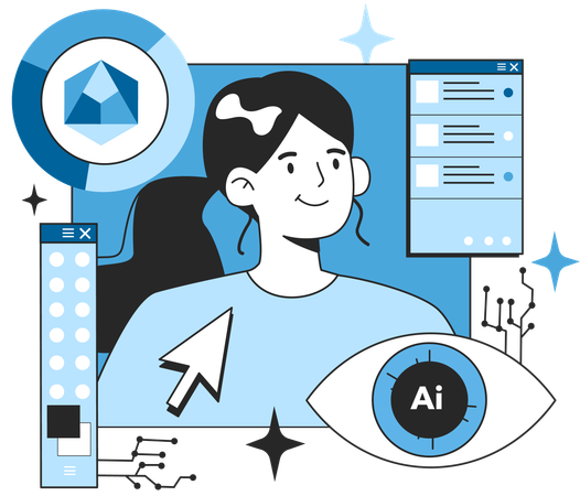 Conception IA avec technologie IA  Illustration