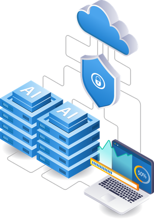 AI data server computer analyst technology  Illustration