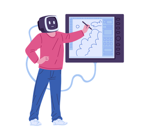 Digitale Designarbeit mit KI  Illustration