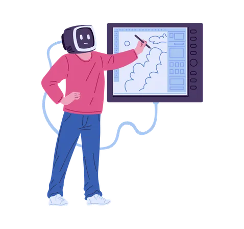 Digitale Designarbeit mit KI  Illustration
