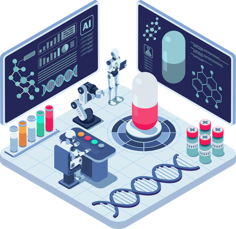 AI-Driven Laboratory for Pharmaceutical Research and Biotechnology  Illustration