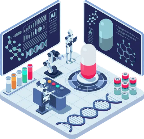 AI-Driven Laboratory for Pharmaceutical Research and Biotechnology  Illustration