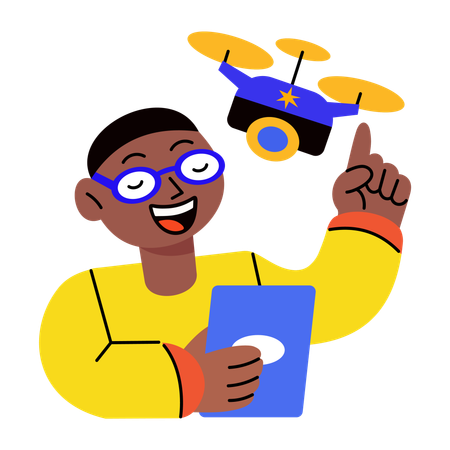 Ai drone delivery done by man  Illustration