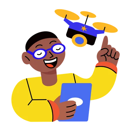 Ai drone delivery done by man  Illustration