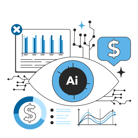 Ai ojo y análisis de ai  Ilustración