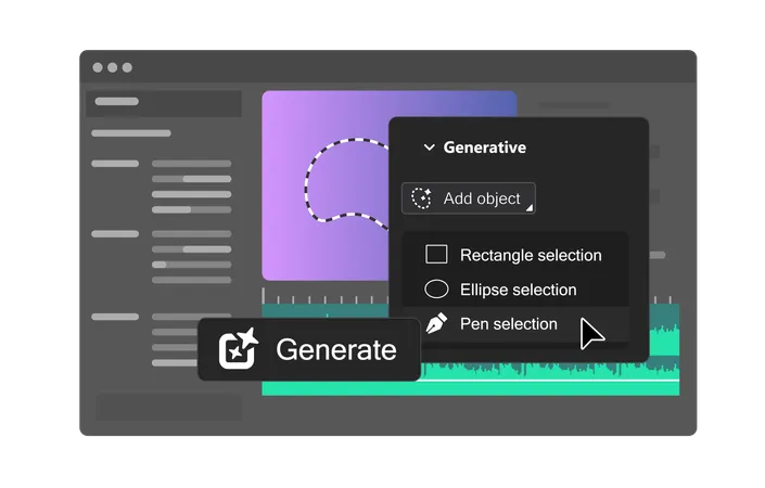 Recursos generativos de IA no Editor de vídeo  Ilustração