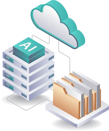 Gerenciamento de banco de dados de IA em tecnologia de servidor em nuvem  Ilustração