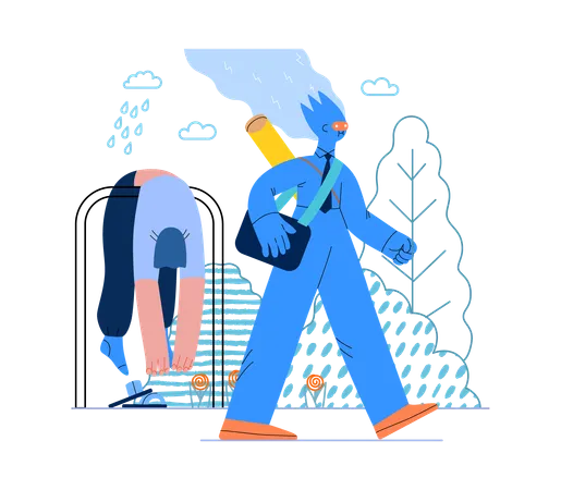 Artificial Intelligence Illustration Job Modern Flat Vector Concept Illustration AI Going To Work Instead Of Human Upset Woman Stays Home AI Metaphor Advantage Superiority And Dominance Concept Illustration