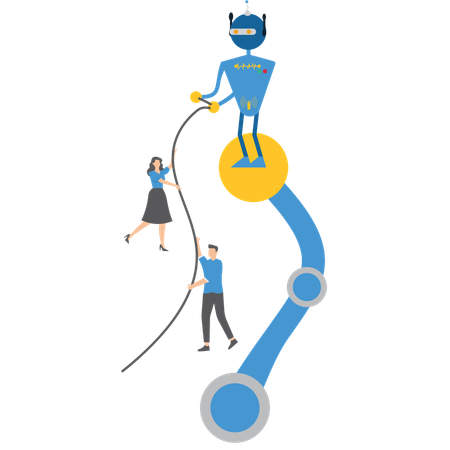 AI Helping Humans in Technology Advancement  Illustration