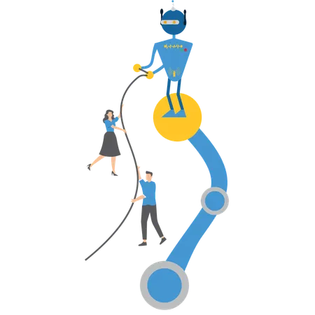 AI Helping Humans in Technology Advancement  Illustration