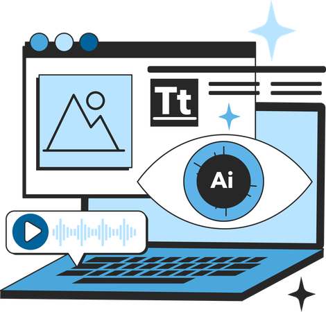 AI helping in website building  Illustration