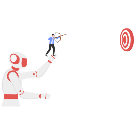 AI helps Businessman to make target  Illustration