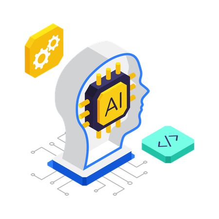 네트워크의 AI 신경 모듈  일러스트레이션