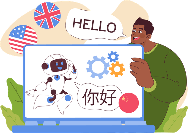 AI language translate  Illustration