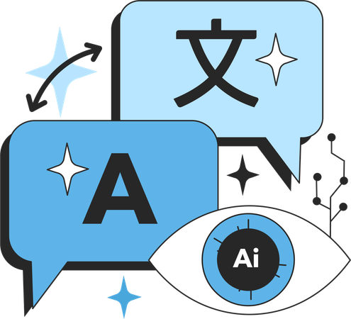 AI language translator  Illustration