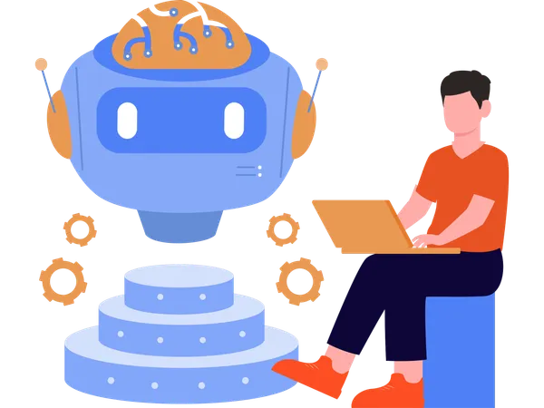 Ai learning performed by robot Illustration