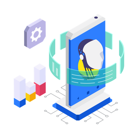 AI Mobile Assistant  Illustration
