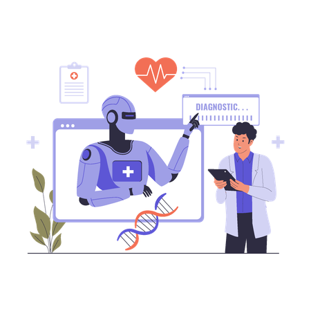 AI Powered Medical Diagnosis Technology  Illustration
