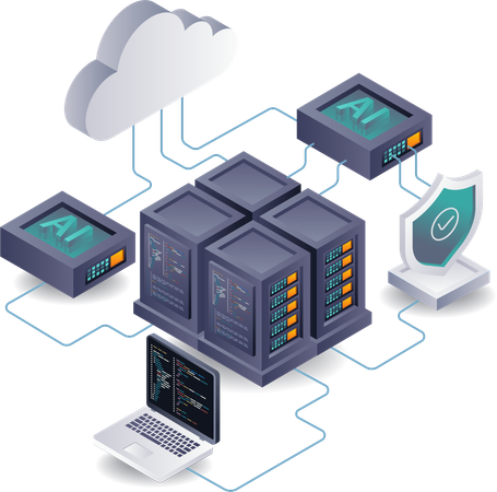 AI powered Strategies for Securing Cloud Servers  Illustration