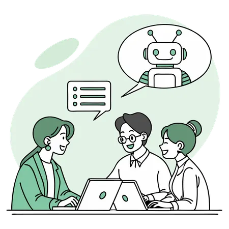 AI-Powered Team Communication  Illustration