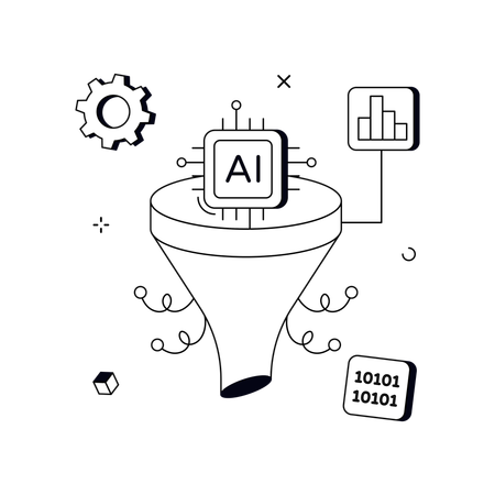 Ai Processing With Digital Data Sorting Algorithm  Illustration