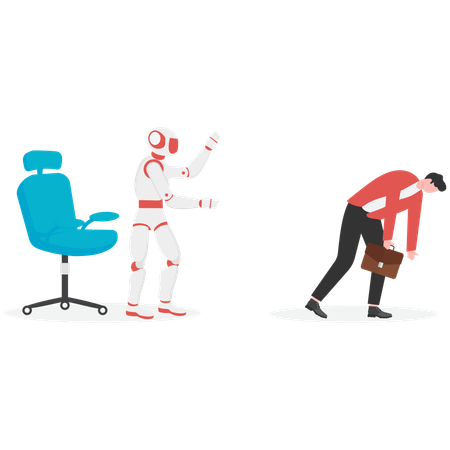AI replaces human work  Illustration
