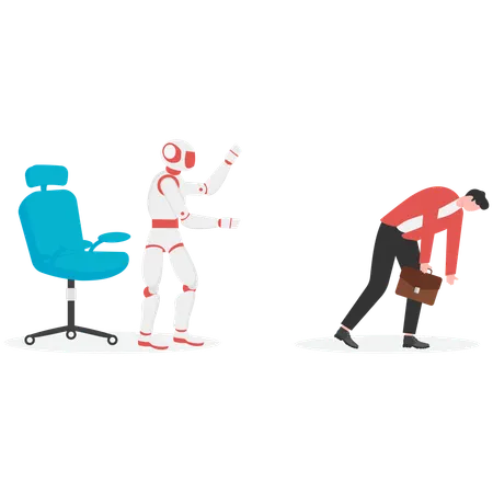 AI replaces human work  Illustration
