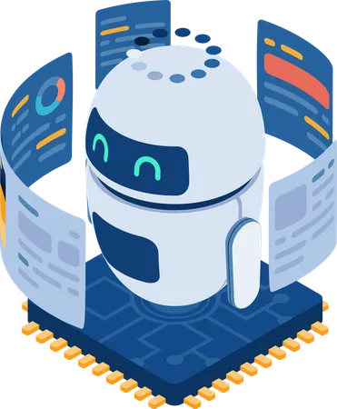 Ai Robot Analysis Data and Knowledge  Illustration