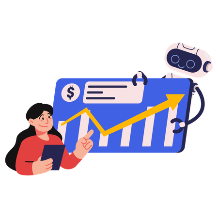 Assistente e análise de finanças de robôs AI  Ilustração