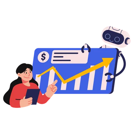 Assistente e análise de finanças de robôs AI  Ilustração