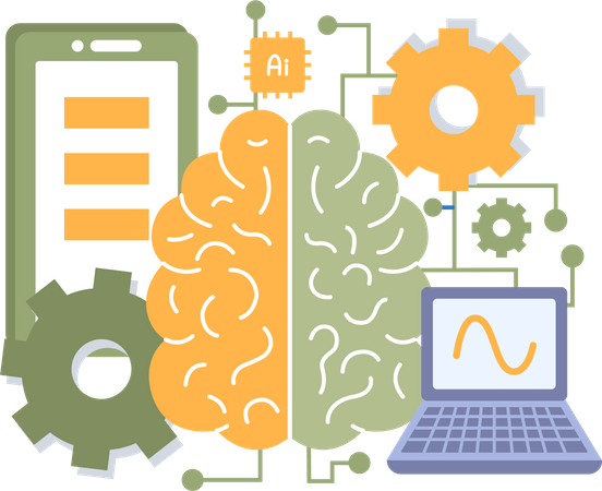 Ai robot brain sourcing database  Illustration