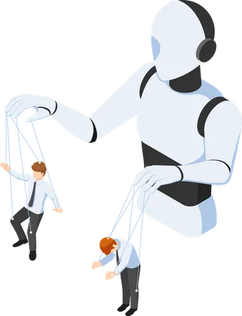 Ai robot controlling businessman  Illustration