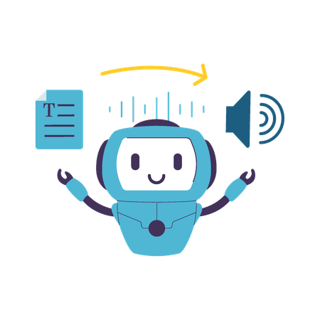 AI Robot Converting Text Document into Speech Output  Illustration
