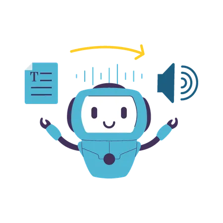 AI Robot Converting Text Document into Speech Output  Illustration