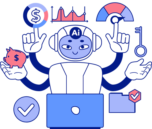 Ai robot doing financial analysis  Illustration