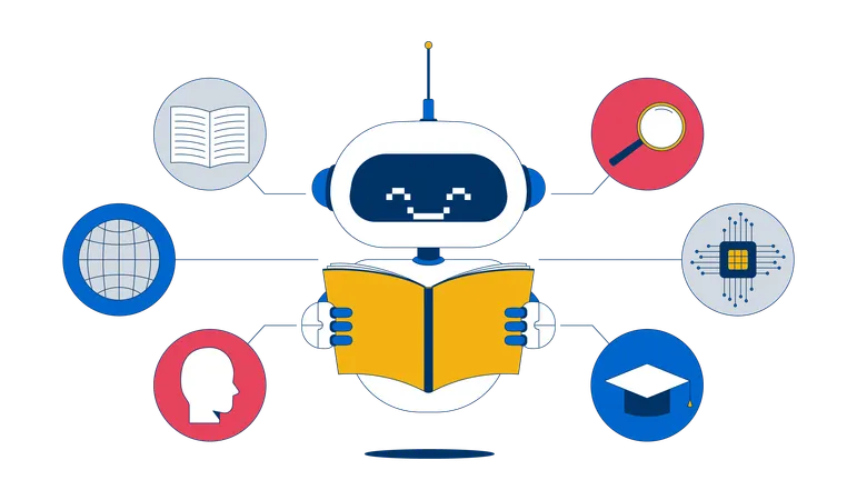 AI robot doing training  Illustration