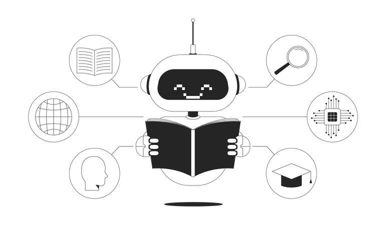 AI robot doing training  Illustration