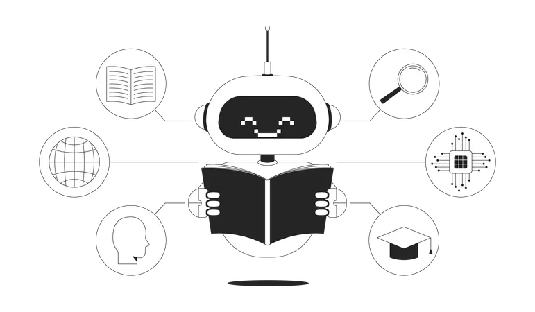 AI robot doing training  Illustration