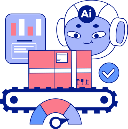 Robot Ai effectuant une analyse de production  Illustration