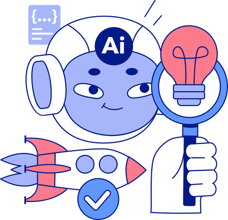 Ai robot finding startup idea  Illustration