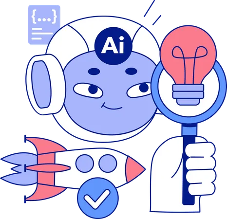 Ai robot finding startup idea  Illustration