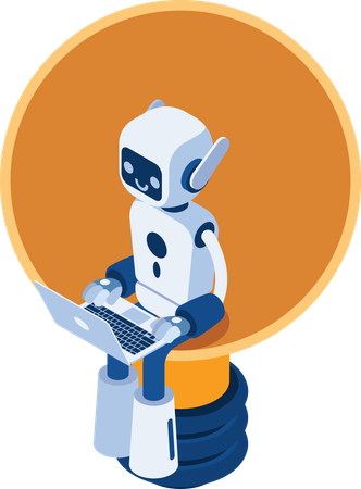 Ai Robot Inside Light Bulb  Illustration