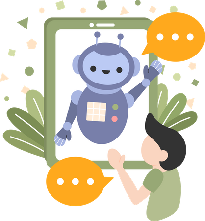 Ai robot interacting with human  Illustration
