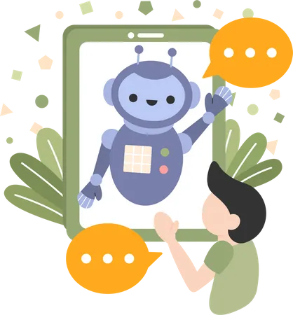 Ai robot interacting with human  Illustration
